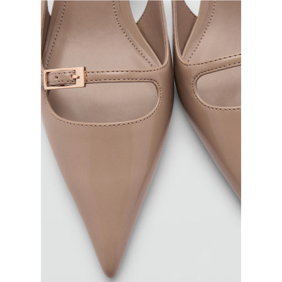 MANGO MNG LIGHT PASTEL BROWN BUCKLE KITTEN HEELS SLINGBACK PUMPS SHOES 38 US 7.5 - Picture 4 of 6